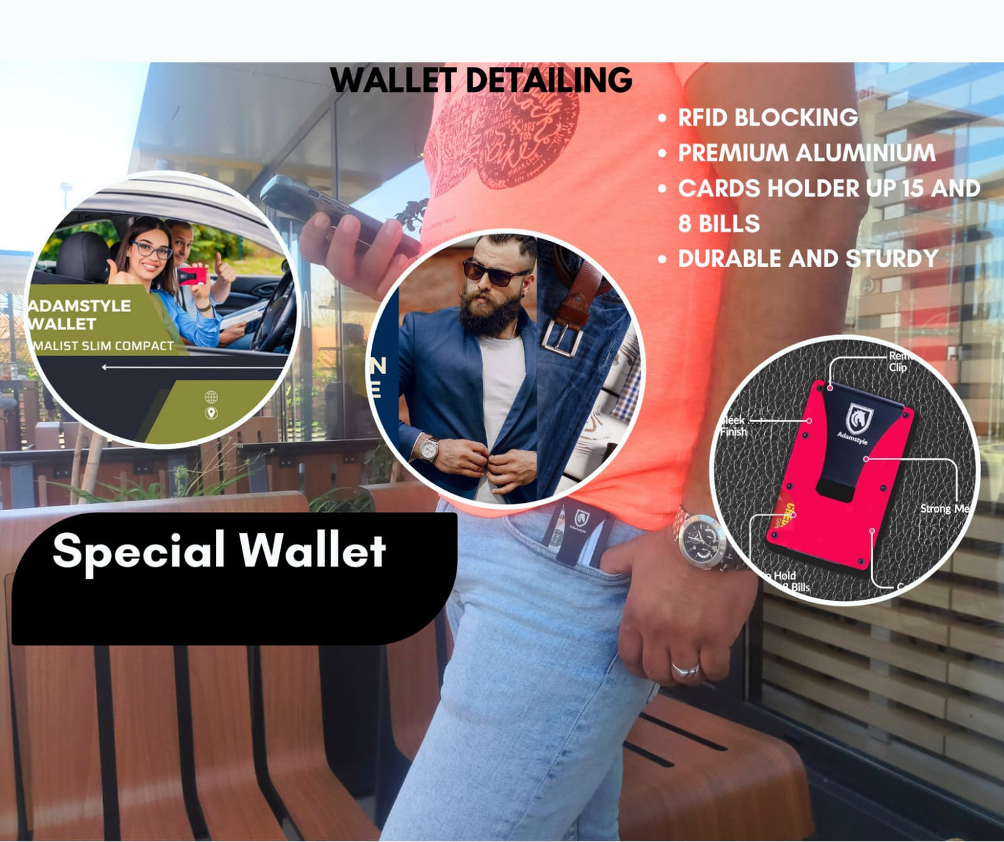 Wallet Business for Men RFID Blocking Security, Slim Metal Aluminum Elegant with Money Clip, Card Holder 15 Cards plus Cash with Gift Box